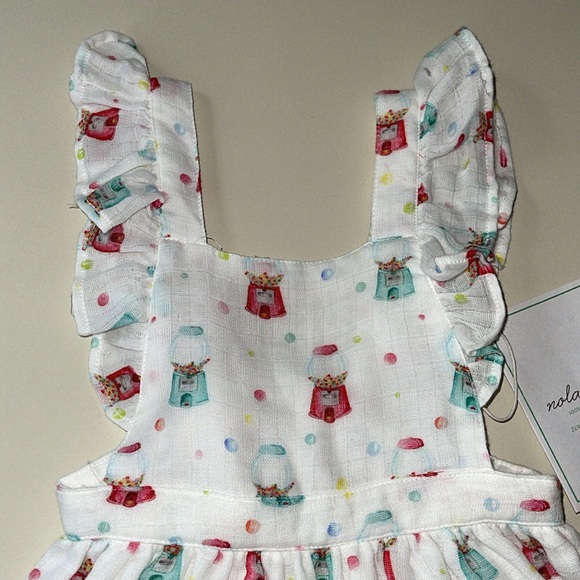 Nola Tawk White Organic Cotton Muslin Dress in Gumball Print - Picture 2 of 9